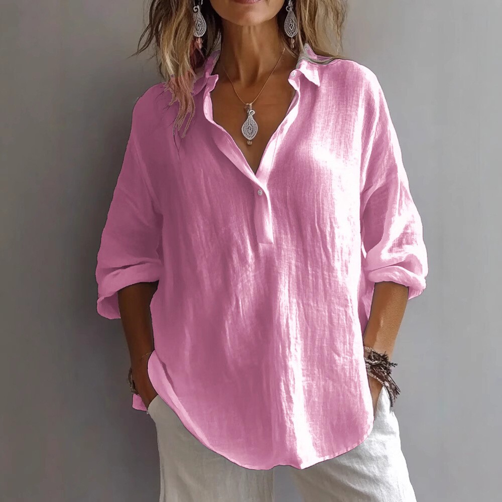Womens 3/4 Sleeve V Neck Tunic Tops Ladies Casual Loose Collar T Shirt Blouse