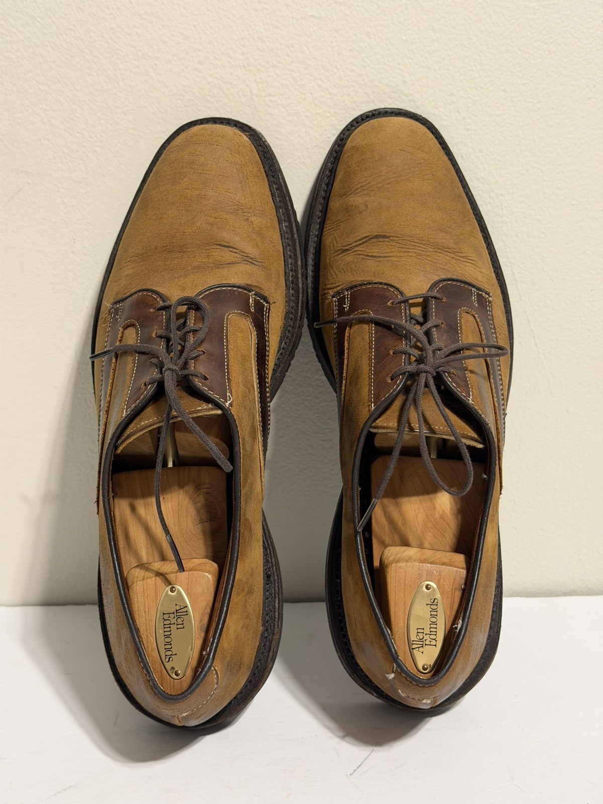 Allen Edmonds Berkshire Men’s Tan Suede Brown Leather Saddle Oxford Size 12 D