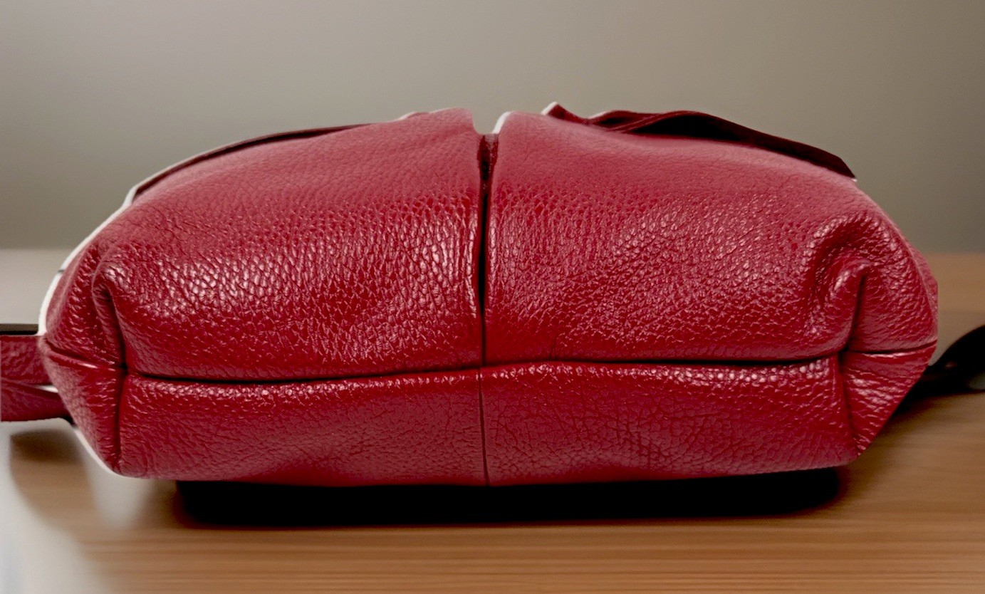 J & C Red Leather Crossbody Bag w/Gold Hardware Jackie Celine Made In Italy