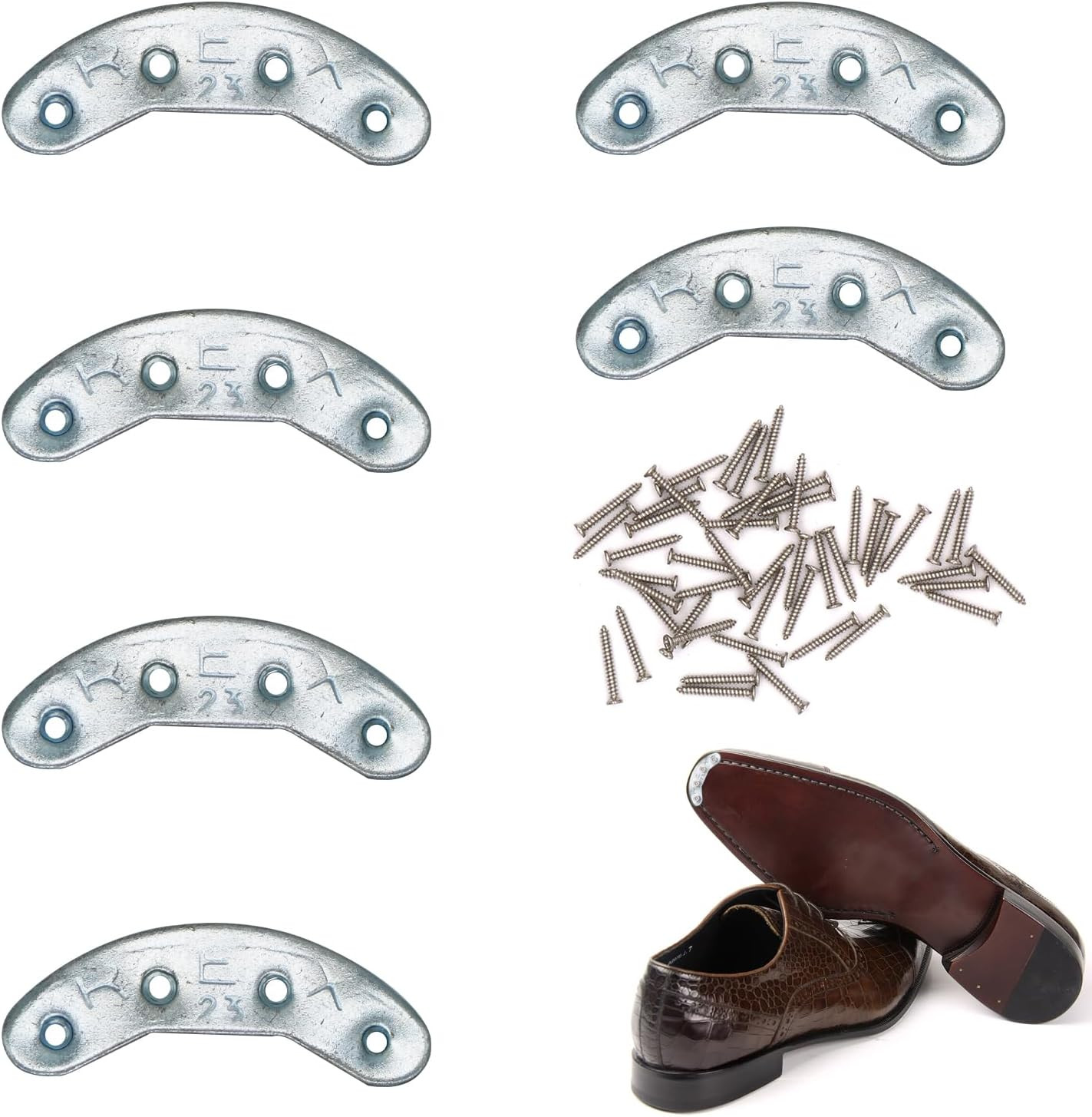 Metal Heel Plates 3 Pairs Sole Repair Kit Shoes Heel Taps Tips Repair Pad with S