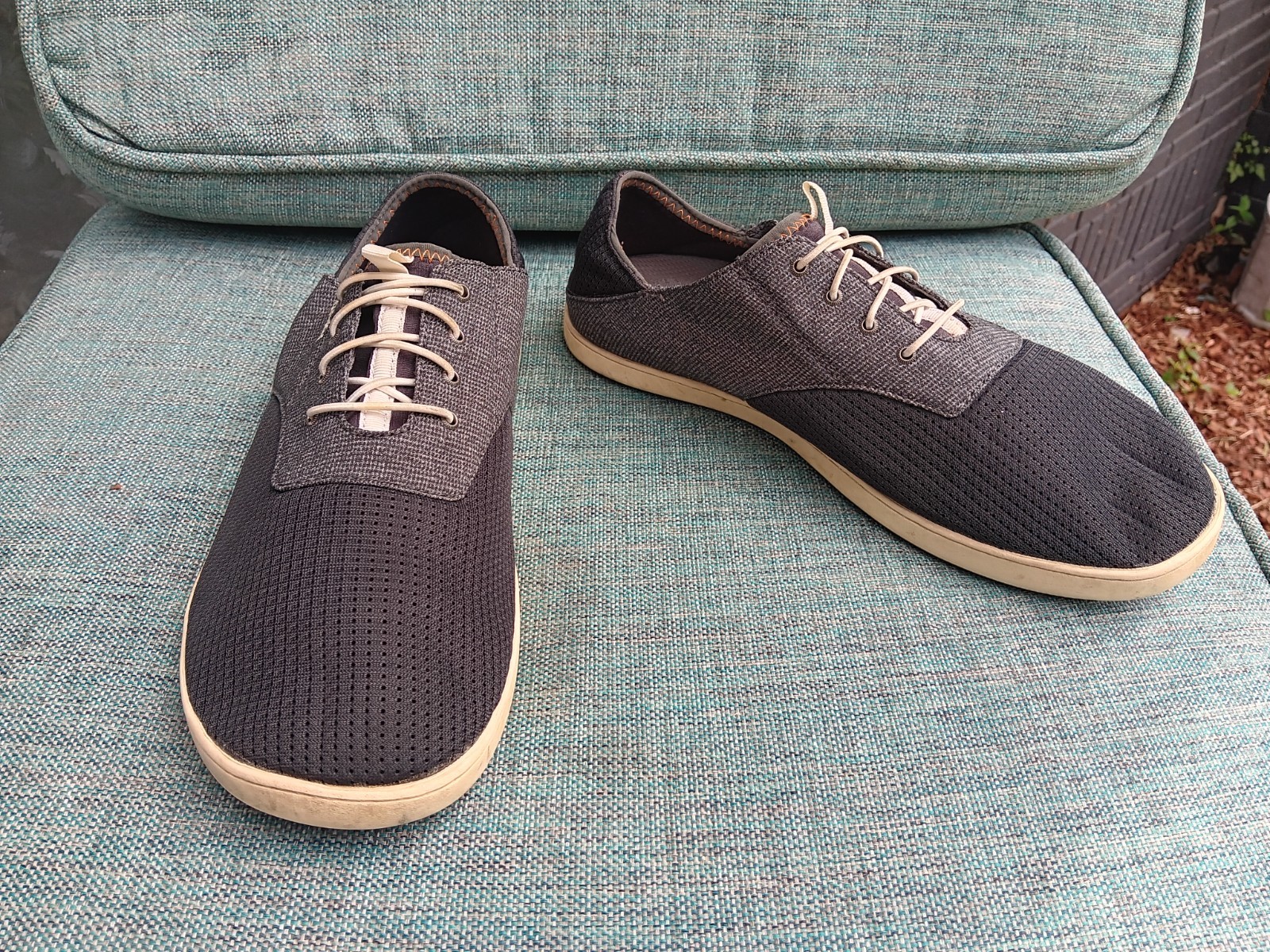 OluKai Shoes Nohea Moku Mens 11 Gray Mesh Comfort Casual Boat Beach Sneaker