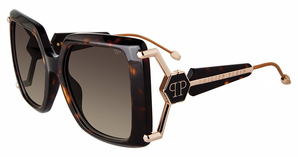 Philipp Plein SPP121S Sunglasses 0722 Dark Havana Authentic New 56mm Unisex