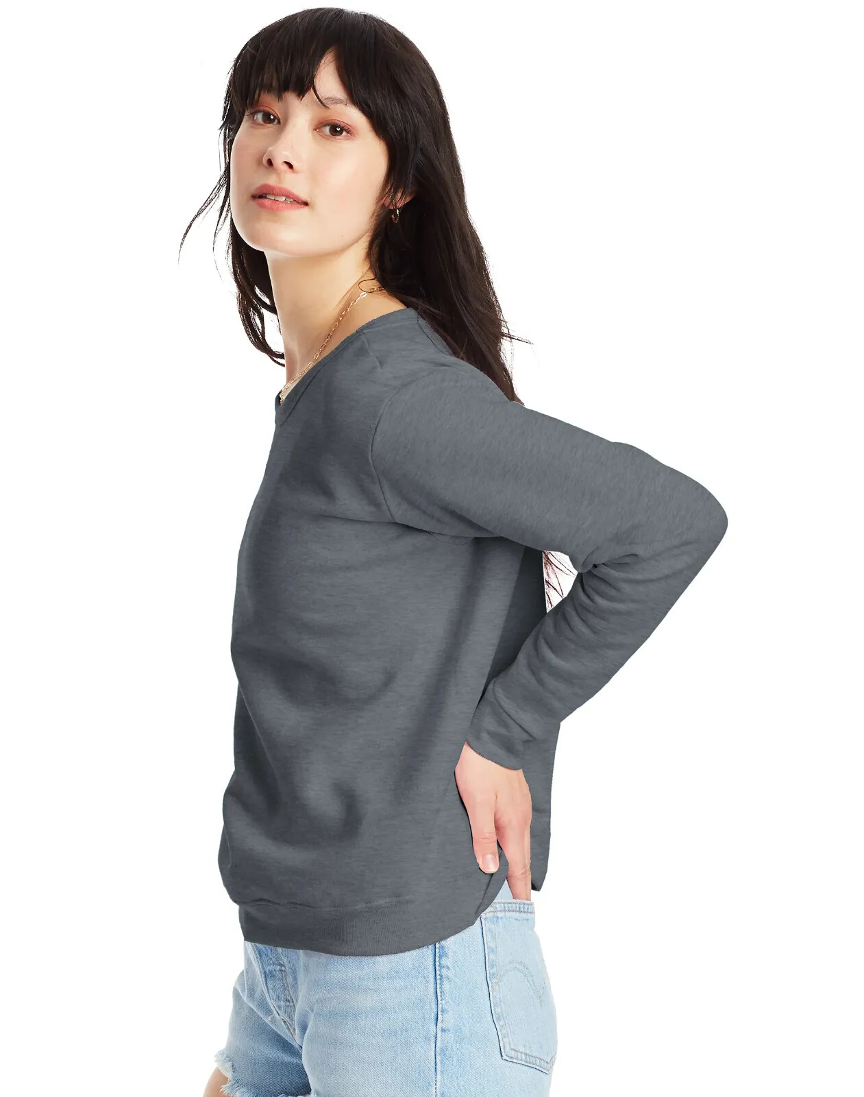 Hanes Women’s Sweatshirt Crew Neck EcoSmart Recycled Cotton-Blend Fleece S-2XL