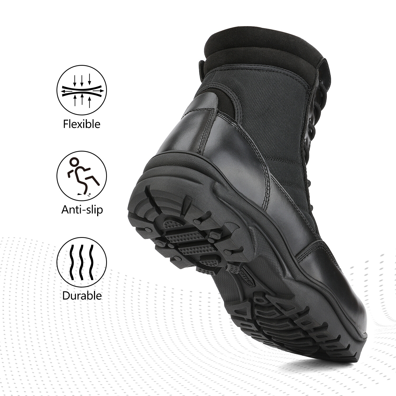 NORTIV 8 Men’s Military Tactical Work Boots Leather Motorcycle Combat Hiking