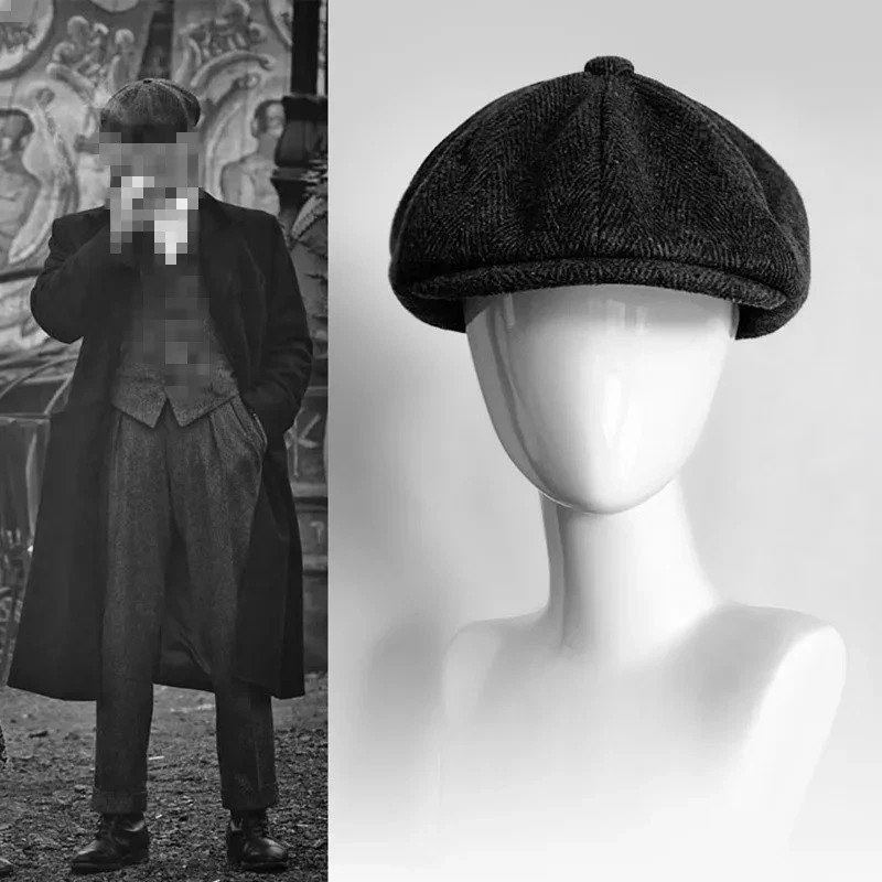 Newsboy Hat Flat Cap Driver Herringbone Tweed Plain Wool Baker Boy Classic Golf