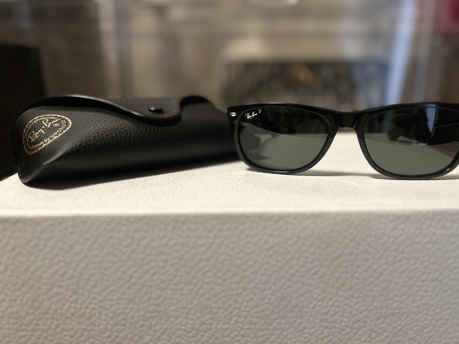 Ray-Ban Men’s Polarized Sunglasses Black Plastic Frame Green Lenses