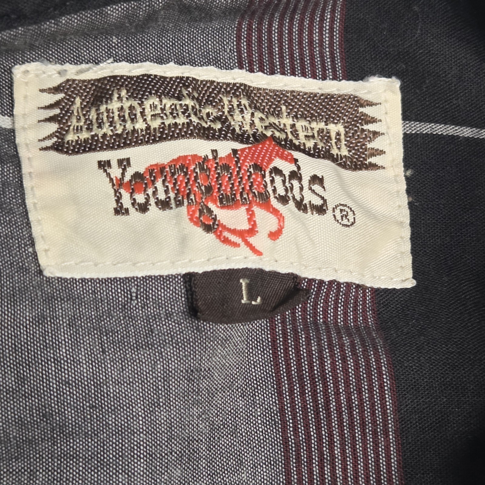 Authentic Western Youngbloods Pearl Snap Shirt Mens Large Gray Black Plaid Long