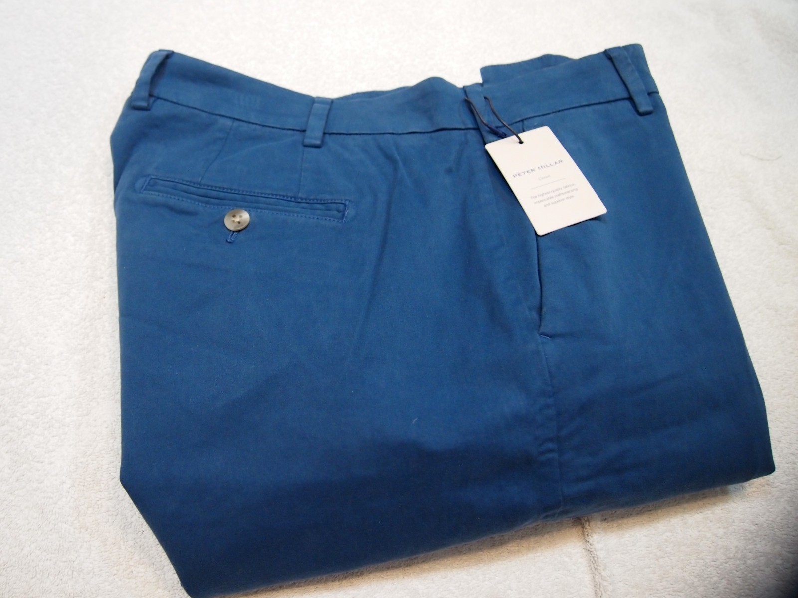 Peter Millar Signature Sateen Cotton Blend Pants NWT $188 36 x 32 Navy Blue