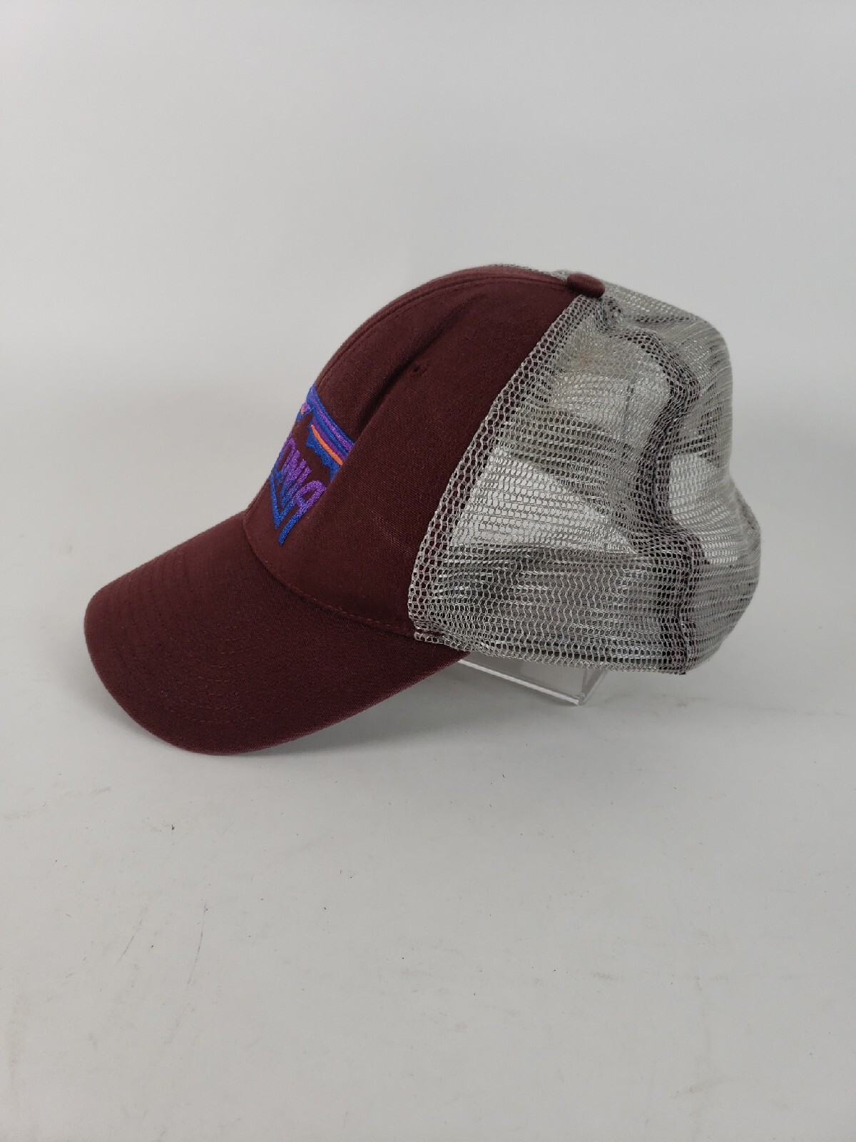 Patagonia P-6 Logo Lo Pro Trucker Hat Maroon Gray Mesh Snapback Cap