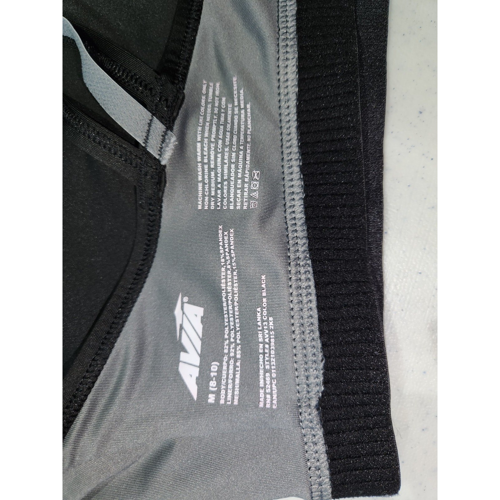 Women’s sz M 8 10 Avia Black Grey Sports Bra Racerback