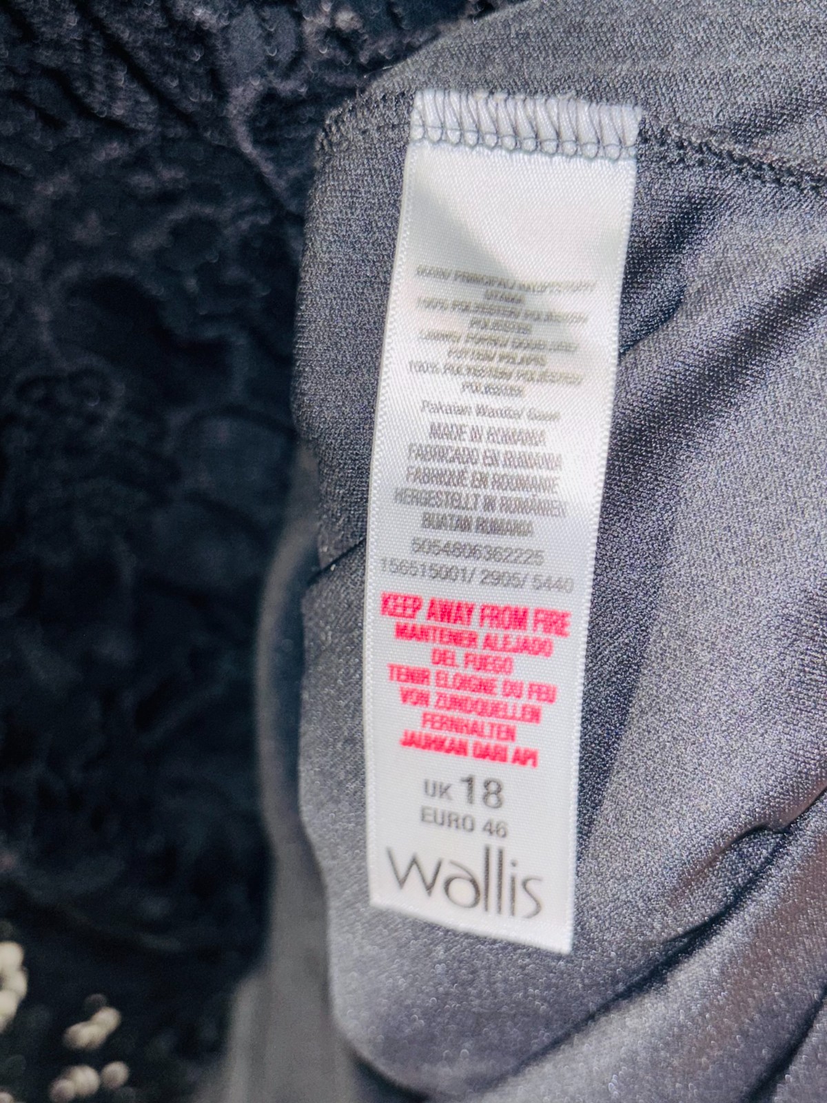 Wallis Sleeveless Lace Little Black Dress Fully Lined,Size-18,Lightweight,Formal