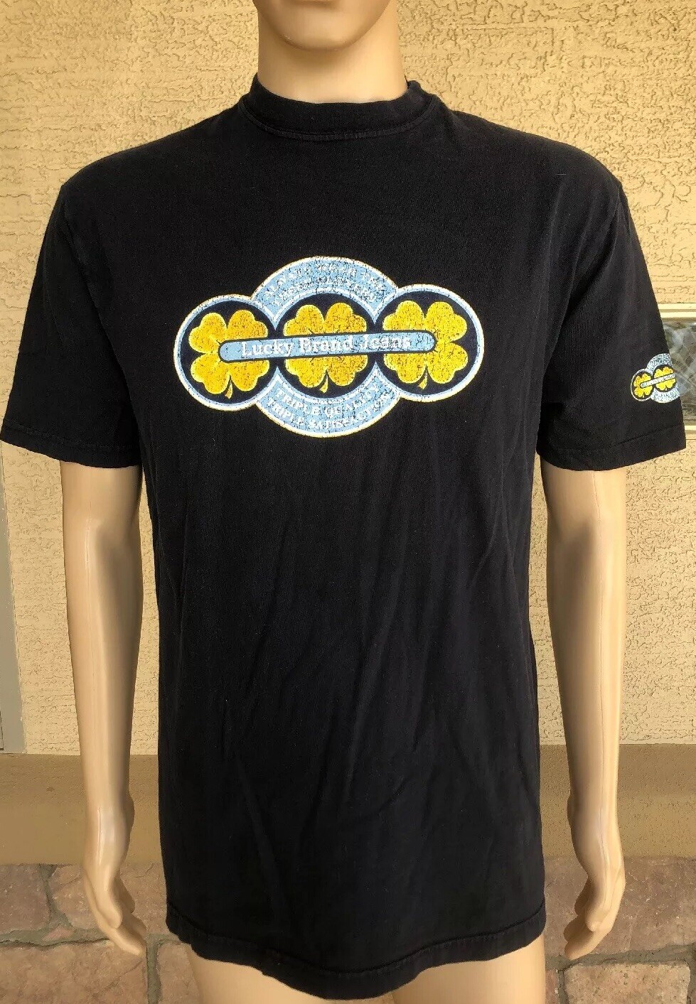 Vintage 90s Lucky Brand Jeans T Shirt Knit Wear Fine Quality USA Made Medium