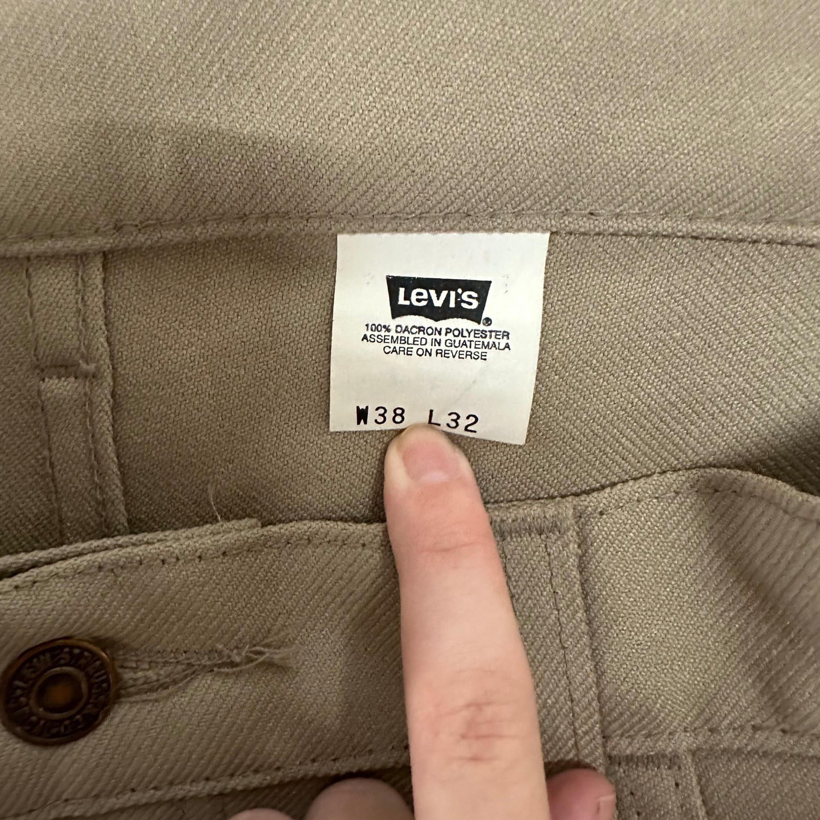 Levi’s Action Slacks Pants Mens Size 38×32 Beige Tan Straight Leg Casual