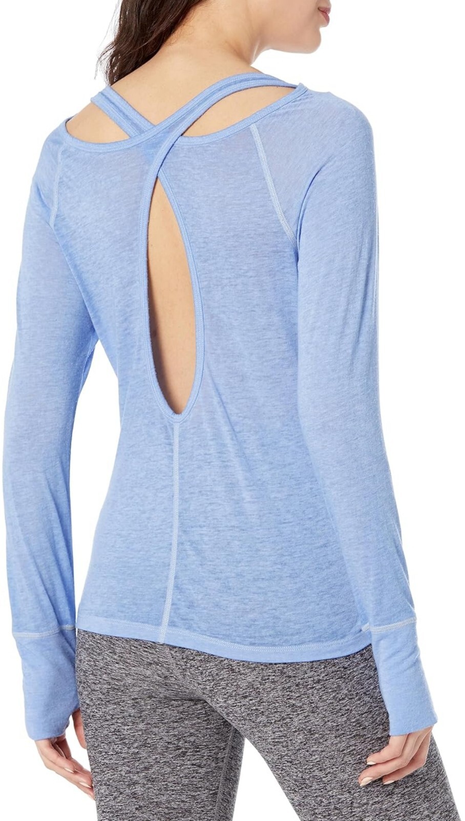 DKNY Women’s Sports Cutout Thumbhole Long Sleeve Metallic Logo Top Size XS NWT