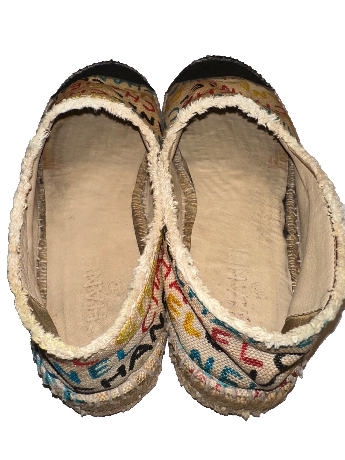Chanel Espadrilles Logo Graffiti Multicolored Flats Size 42