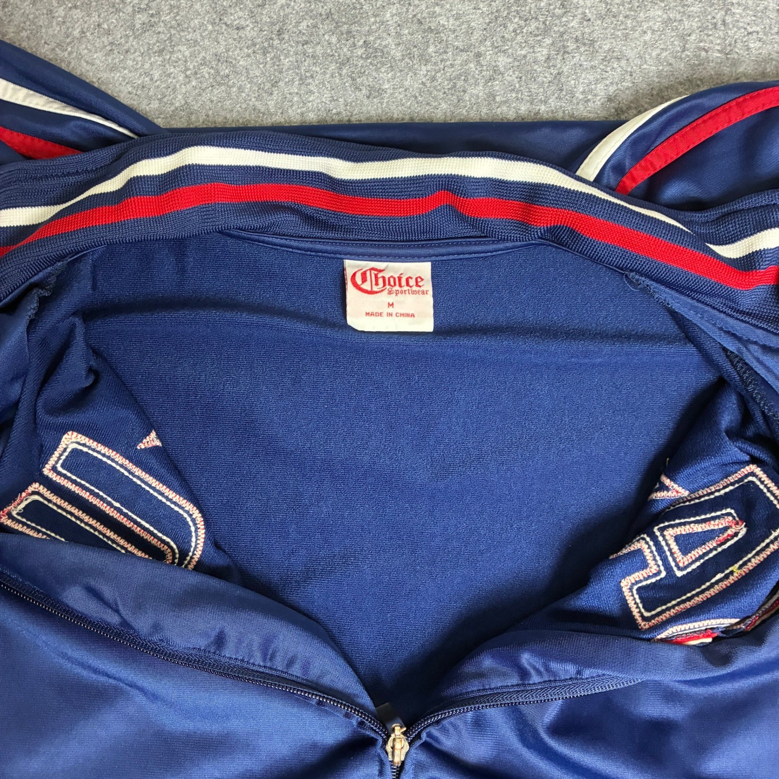 Choice Sportswear Vintage USA Track Jacket Mens Medium Red White Blue Full Zip