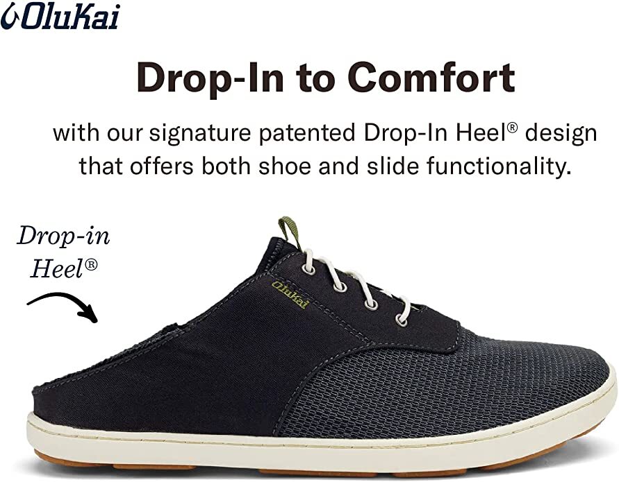 Olukai Nohea Moku Men’s Boat Shoes, Black/Black, 8-13 sizes Brand New