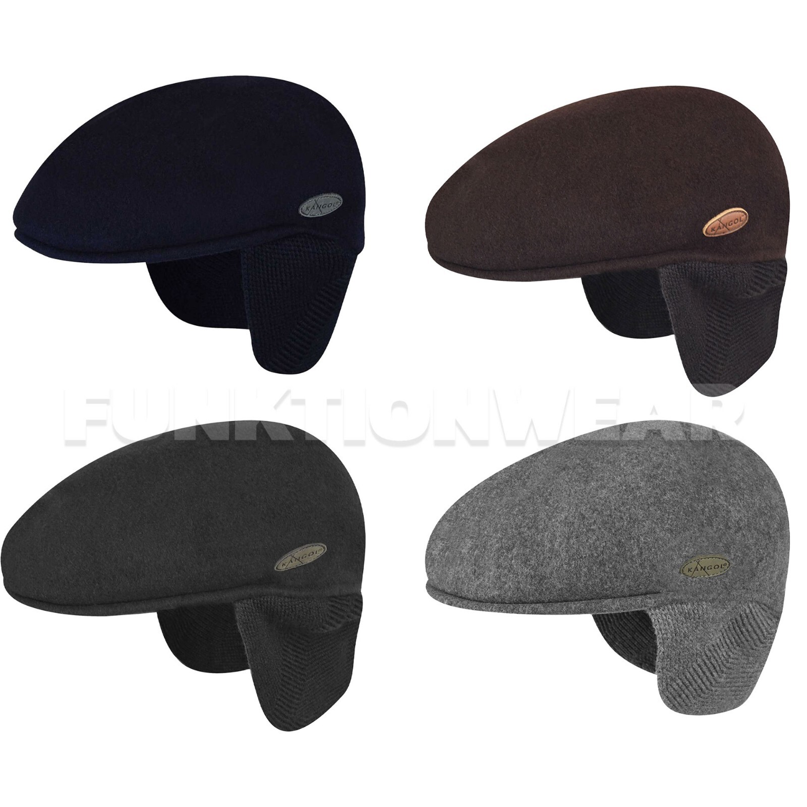 Kangol 100% Wool 504 ADJUSTABLE Earflaps Cap 0238KG (S, M, L, XL, XXL)