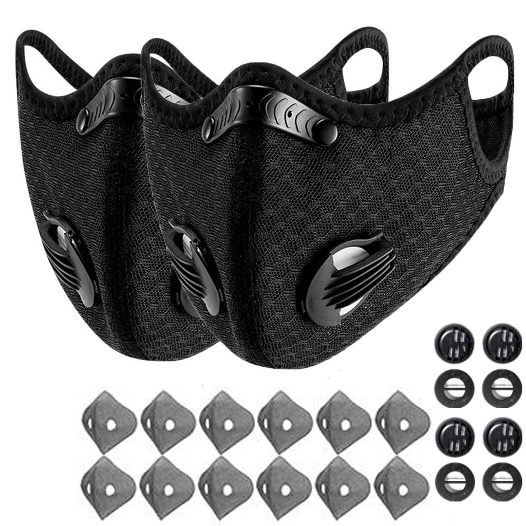 Face Mask with Active Carbon Filter Breathing Valves Reusable Cycling Sport Mesh