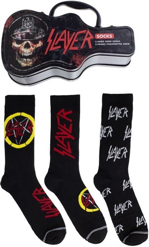 Slayer – Perri’s – Slayer – Crew Socks (3 Pack Collector Guitar Shape Tin) [New