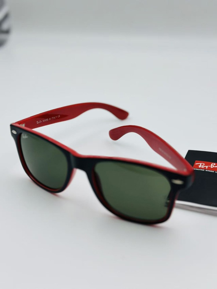 Ray-Ban Wayfarer RB2140 Black Red Edition Sunglasses Green Lenses & Accessories