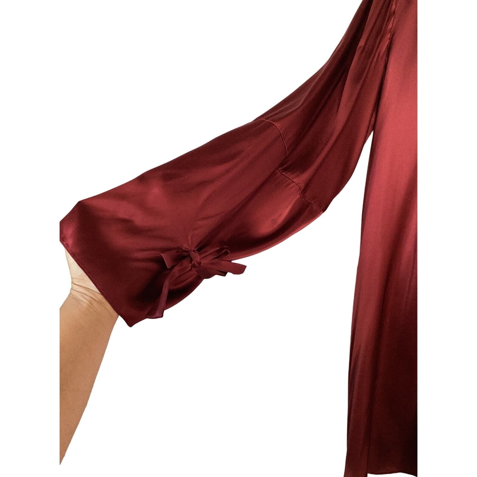 Tanya Taylor One Shoulder Mini Dress Womens 12 Burgundy Good Satin Asymmetrical