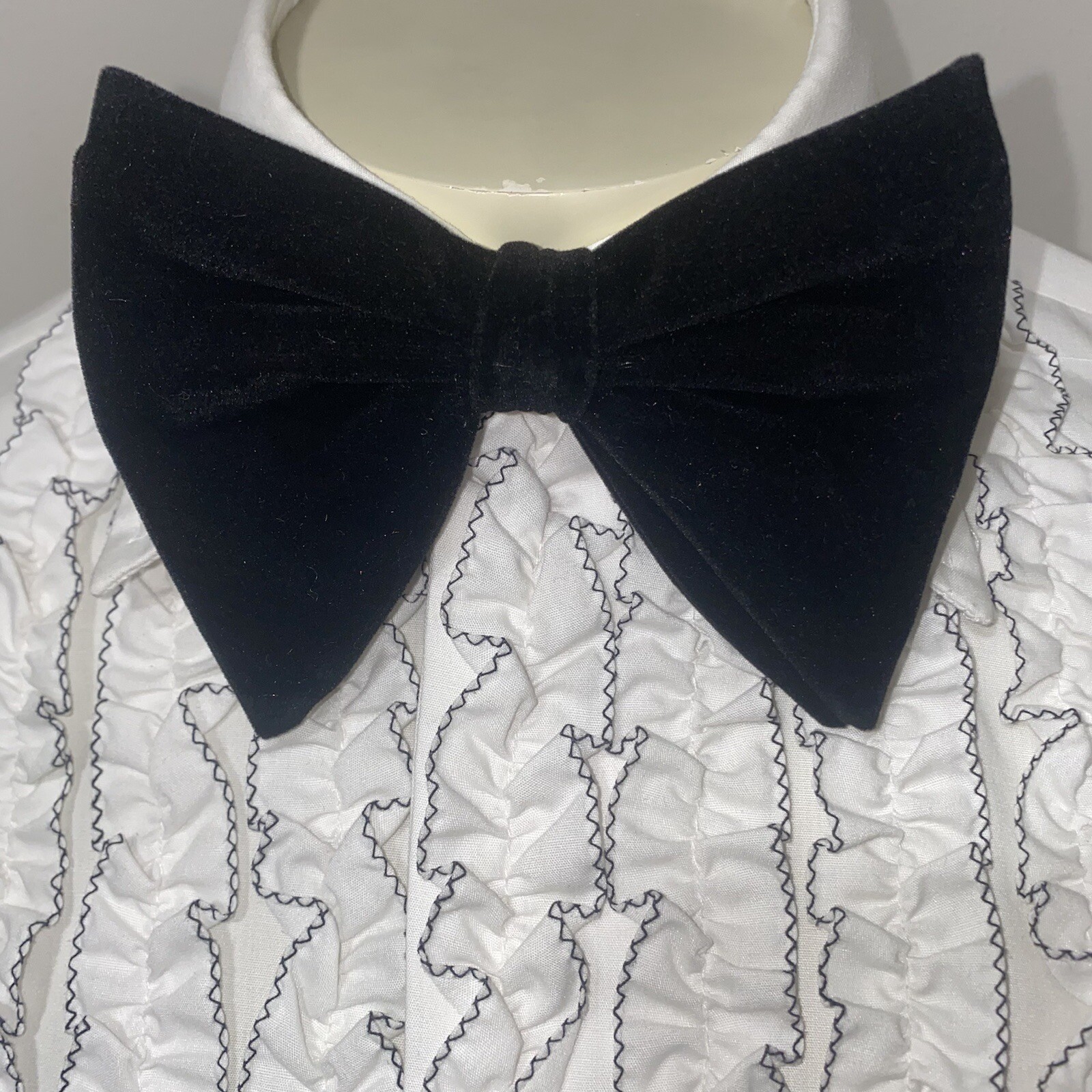 Bow Tie Vintage Floppy Wide Velour Necktie Prom Tuxedo Black VTG 60s 70s Men NEW