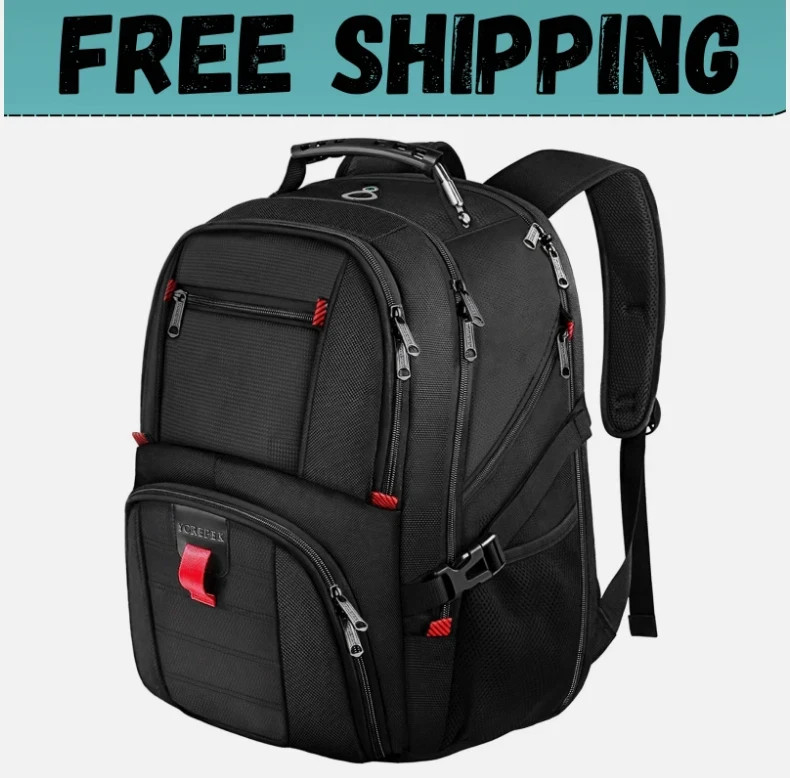 50L Extra Large Travel Backpack – Water Resistant Laptop Bag with Shoe Compartme