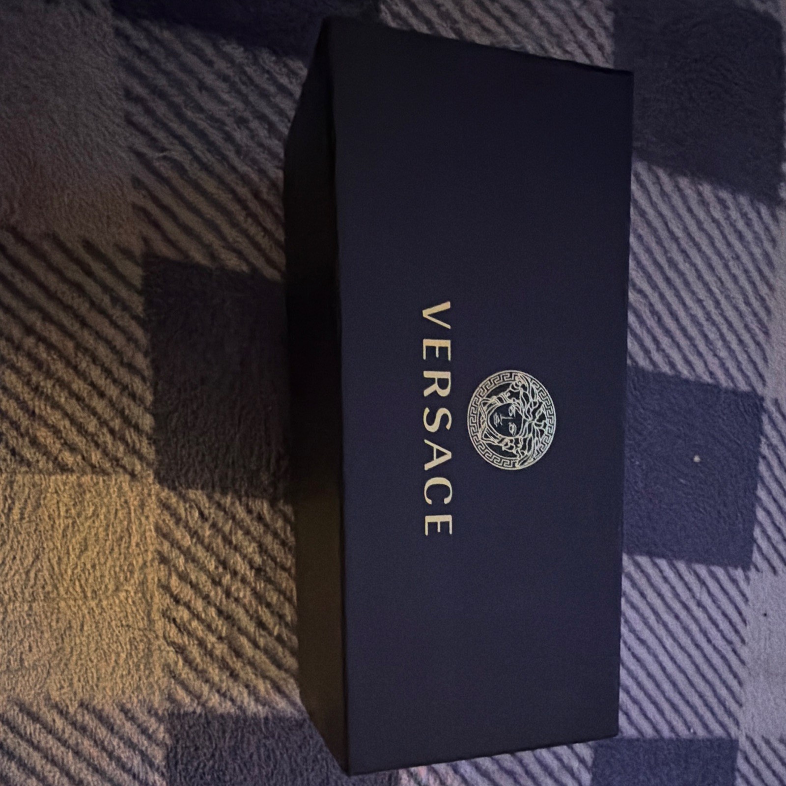 VERSACE Men’s Black Metal Aviator Sunglasses Gray Tinted Plastic Lenses