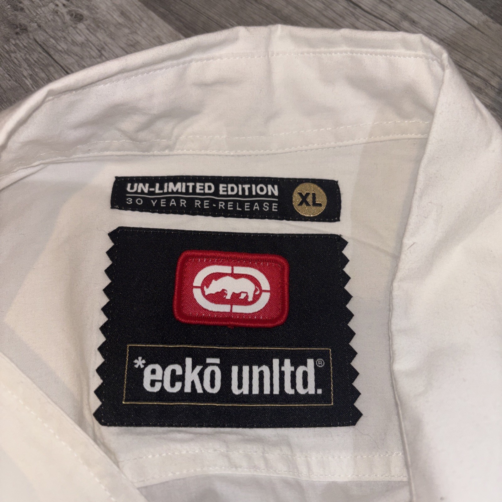 Ecko Unltd. 30 Year Re-Release Archival Edition White Button Down Shirt Men XL
