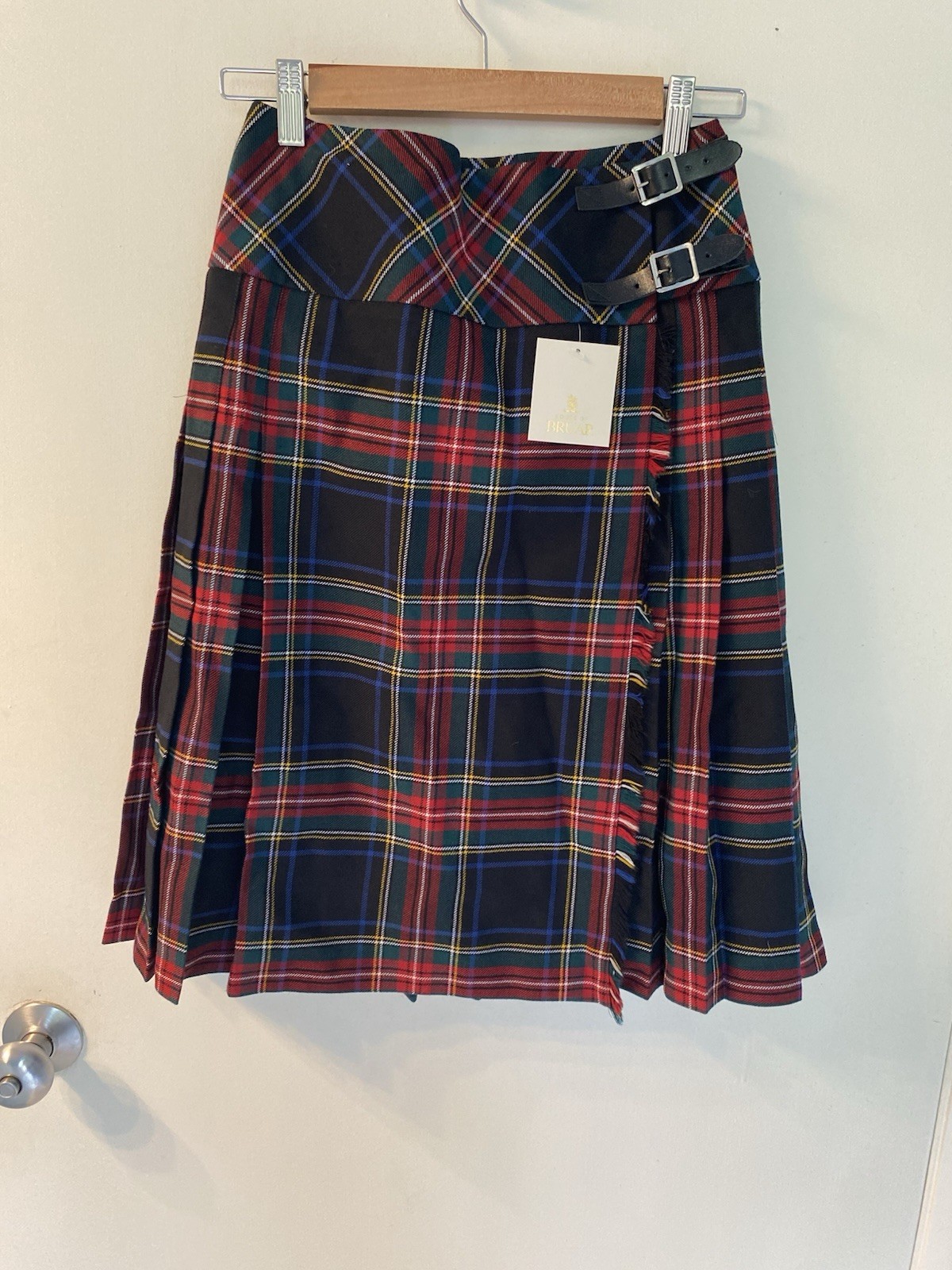 NWT House Of Bruar Stacey 24” Kilt Skirt in Black Stewart Size UK 10/US 6