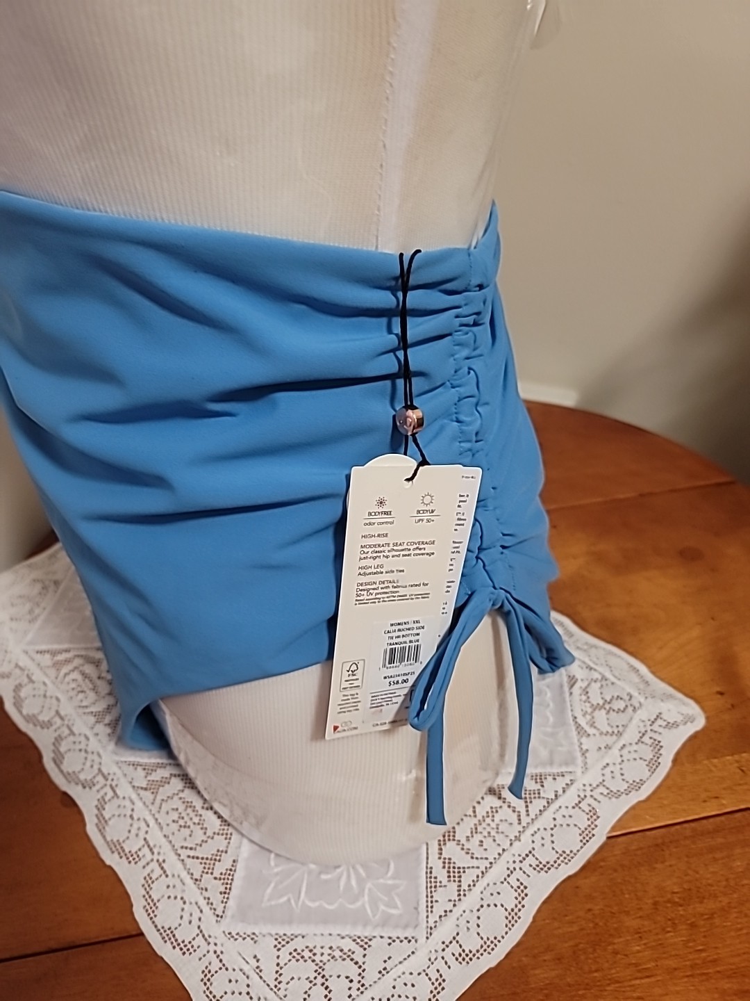 Nwt Calia Women’s XXL Swim Ruched Side Tie Tranquil BLUE Bottoms WSA23410SP25