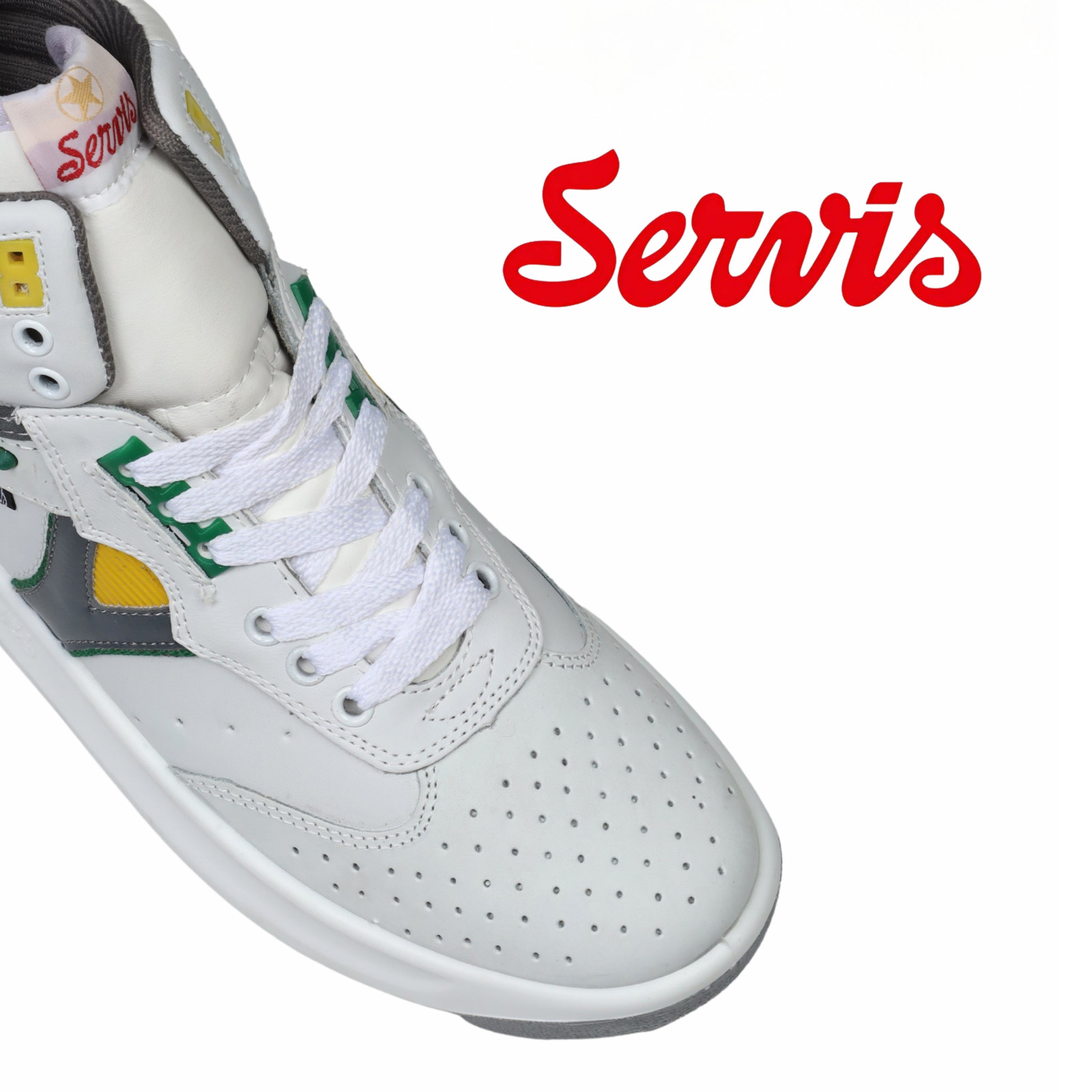 Servis Cheetah High Top Trainers White Yellow Green Shoes Afghani Tali Style OG