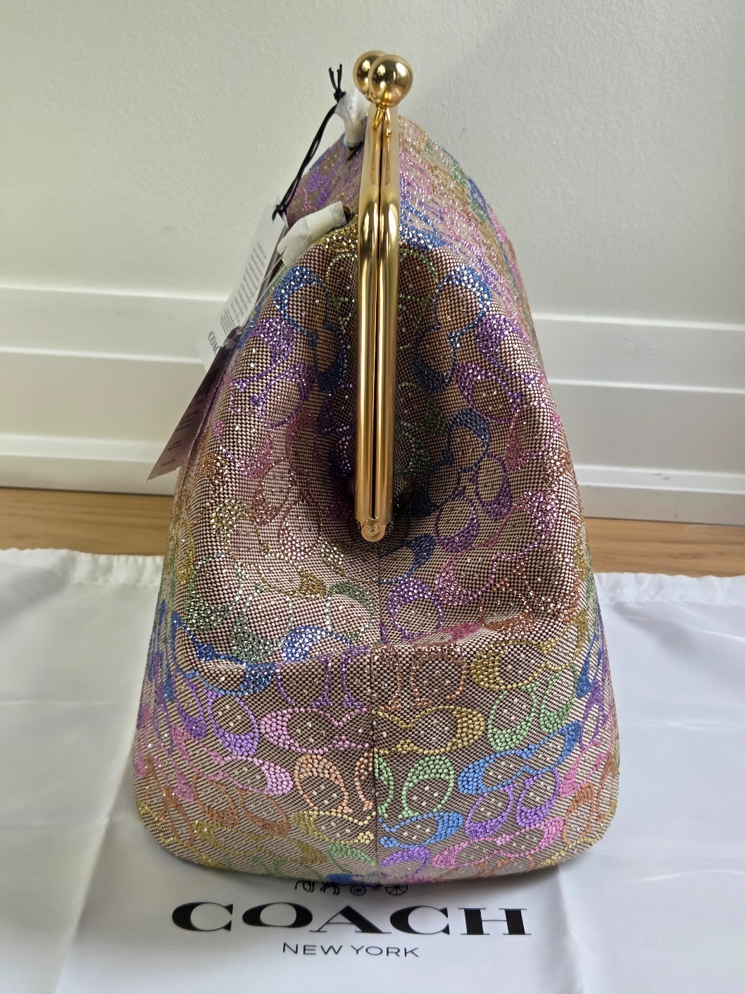 Coach Large Kisslock Frame Bag In Crystal Signature Jacquard | CCX15 | Brand New