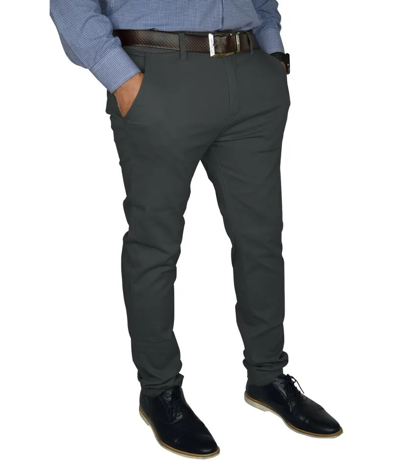 Mens Slim FIT Stretch Chino Trousers Casual Flat Front Flex Classic Full Pants