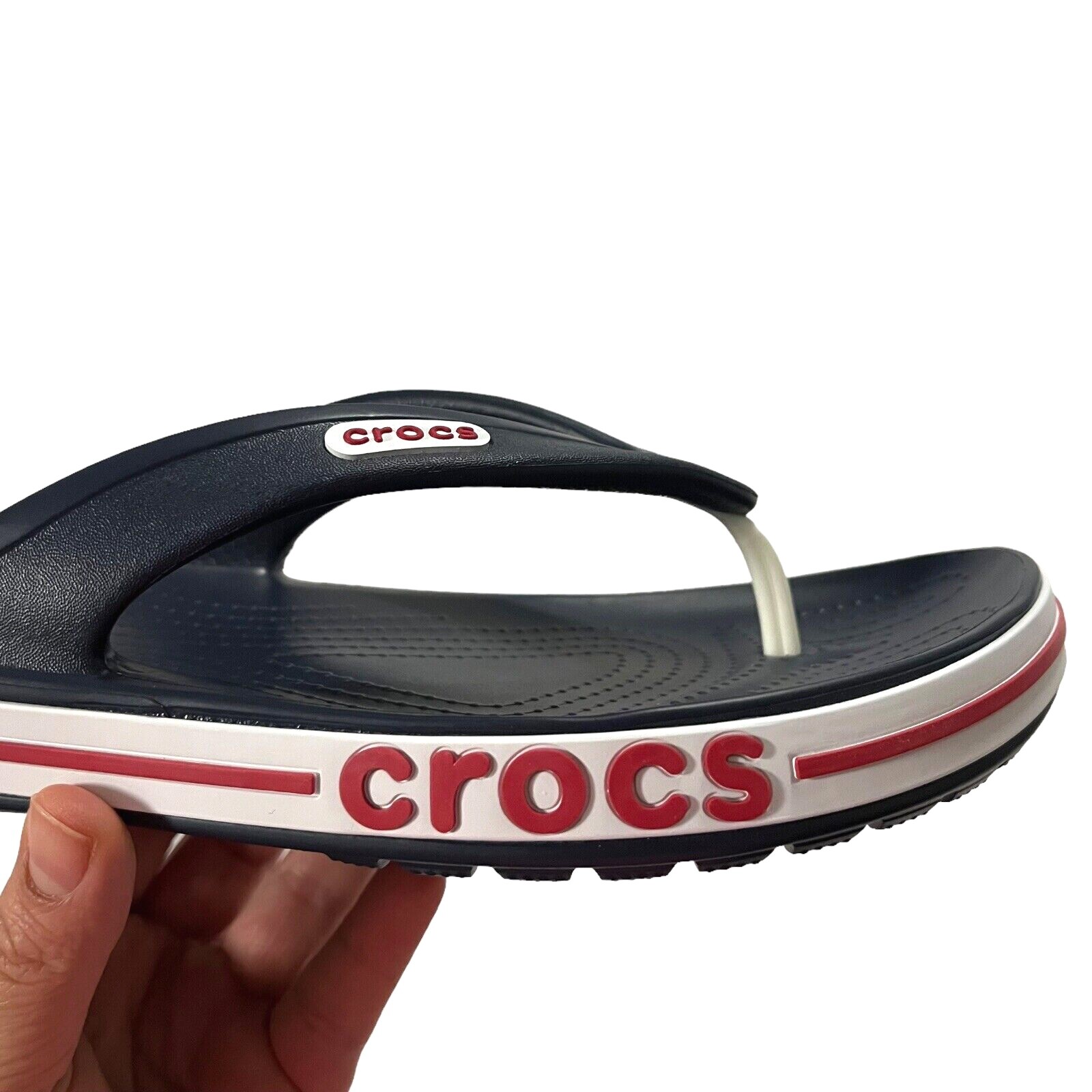 Crocs Bayaband Womens Flip Flop Sandal Sz 9 Navy Blue Water Friendly Lightweight