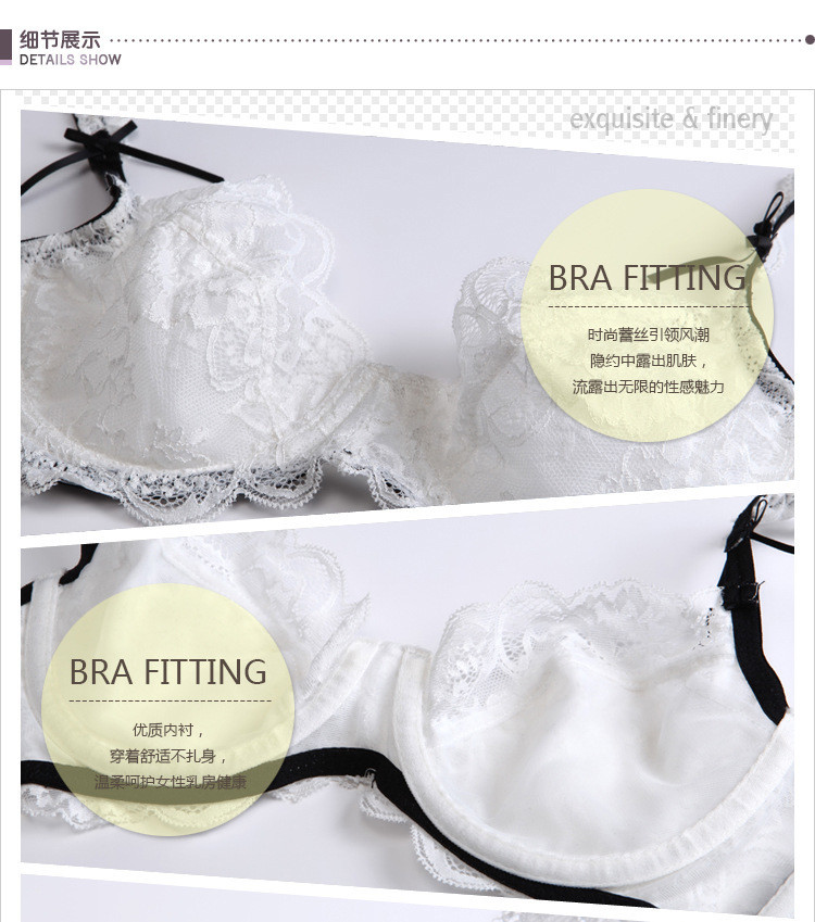 Women See-Through Lace Push Up Transparent Everyday Bra Lingerie Porno Set lolit
