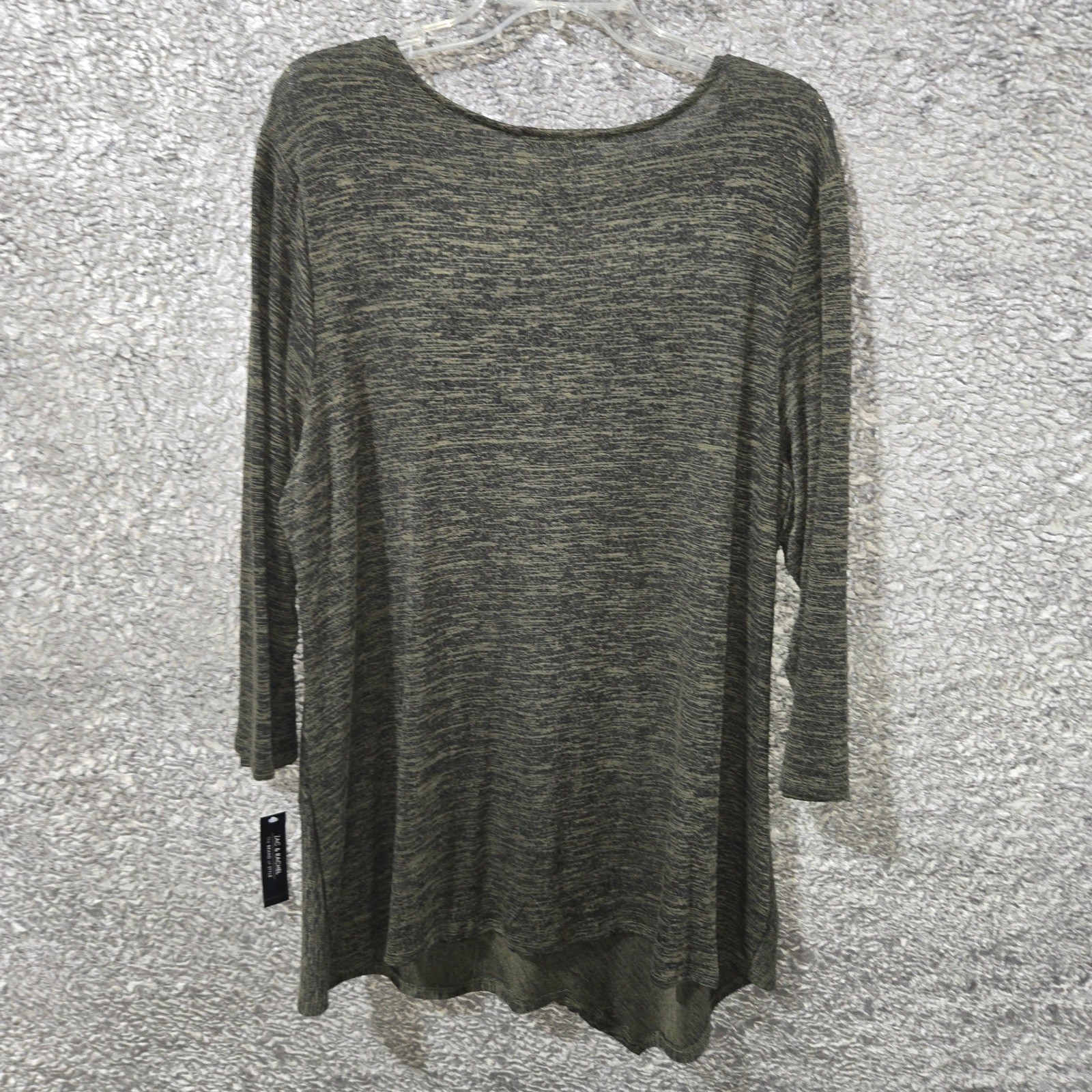 Zac & Rachel Womens XL Olive Green Marled Asymmetrical Hem Tunic ST81TA1V9 NWT