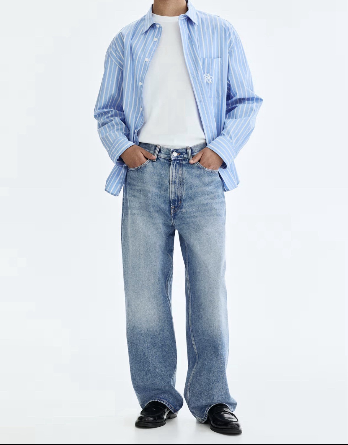 H&M Men’s Fairfax Baggy Jeans Denim Blue 29/30