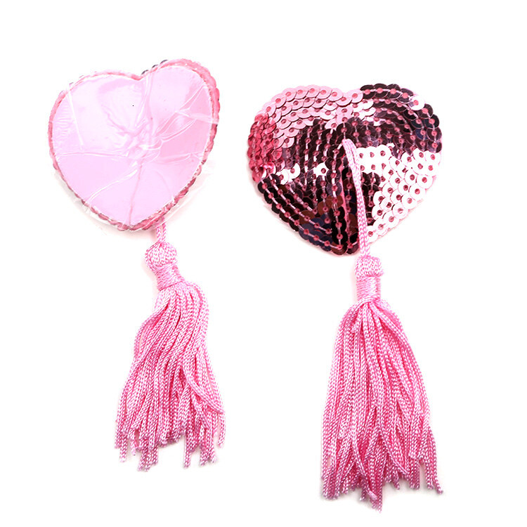1pc Pasties Breast Bra Stickers Women Sequin Tassel Nipple Cover Adhesive Heart