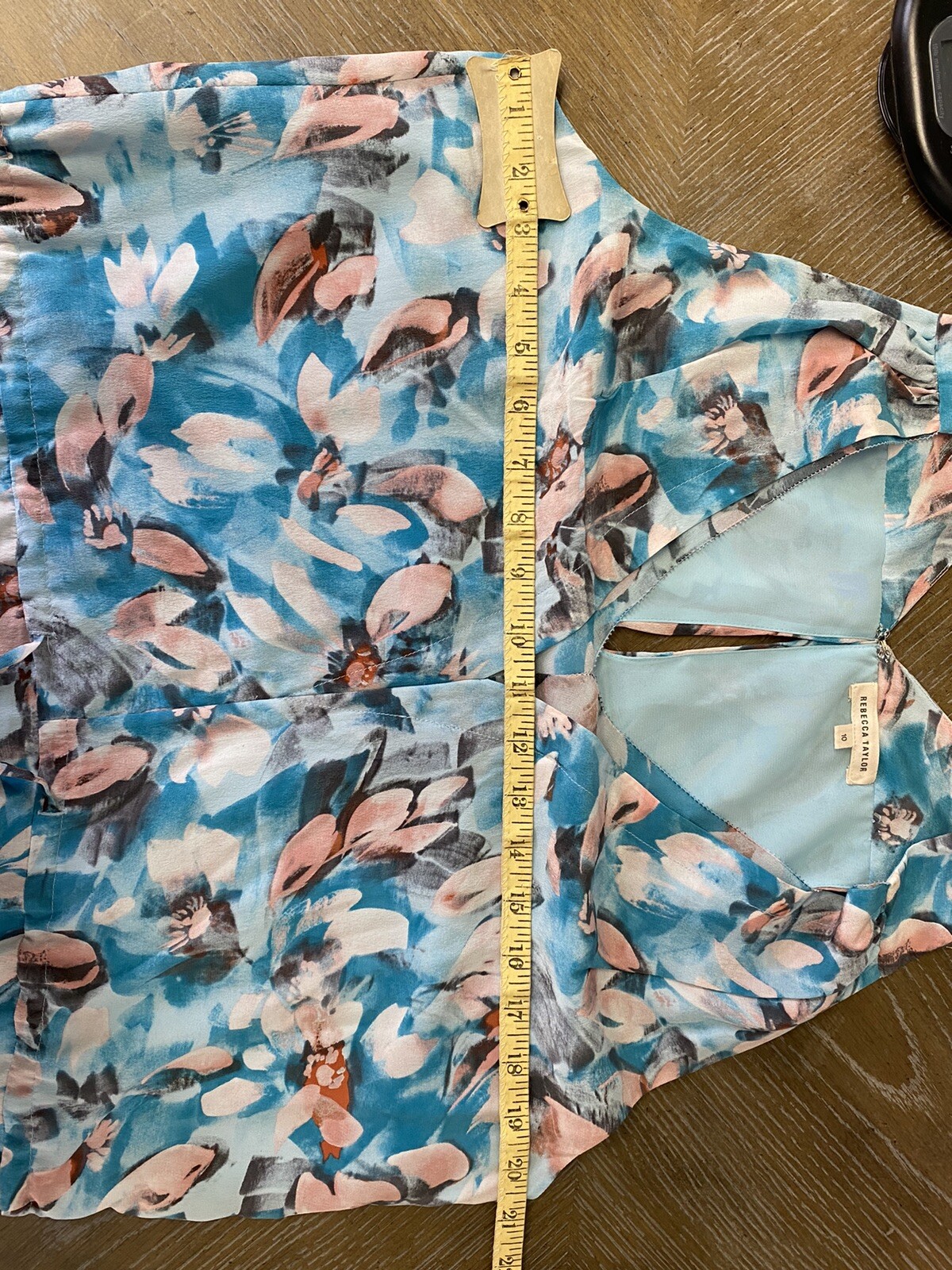 Rebecca Taylor Poolside Aloha Silk Drawstring Waist Fully Lined Blue Dress 10