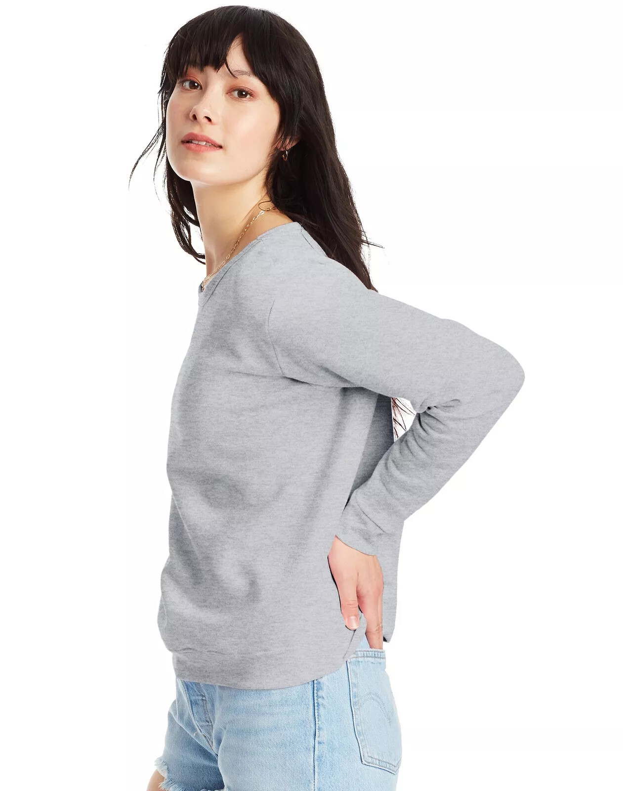Hanes Women’s Sweatshirt Crew Neck EcoSmart Recycled Cotton-Blend Fleece S-2XL