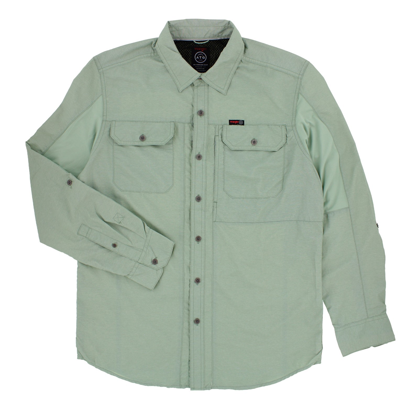 Wrangler ATG Men’s Long Sleeve Button Up Shirt, Three Front Pockets