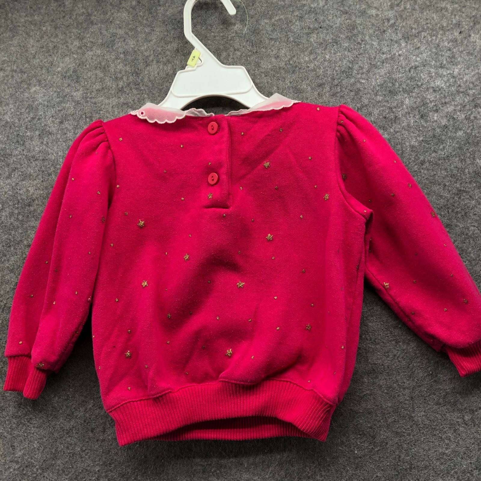 Vintage 80s 90s Spumoni Teddy Bear Swan Lace Collar Sweatshirt Pink Girls 2T