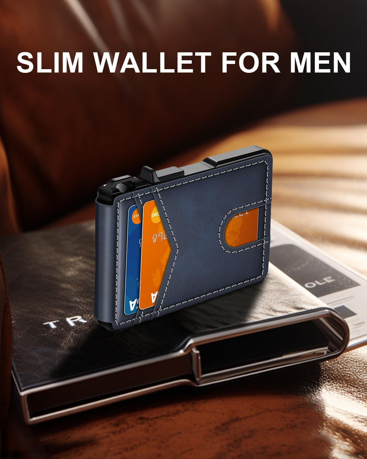 Wallet for Men, Mens Minimalist Wallet 9-13 Cards, Slim Compact Wallet with Mone
