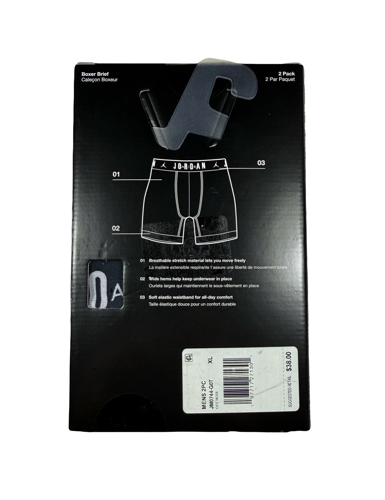 NWT. Jordan. 2 Pack. Flight Cotton Stretch Boxer Briefs. Off Noir. MRSP. $38.00