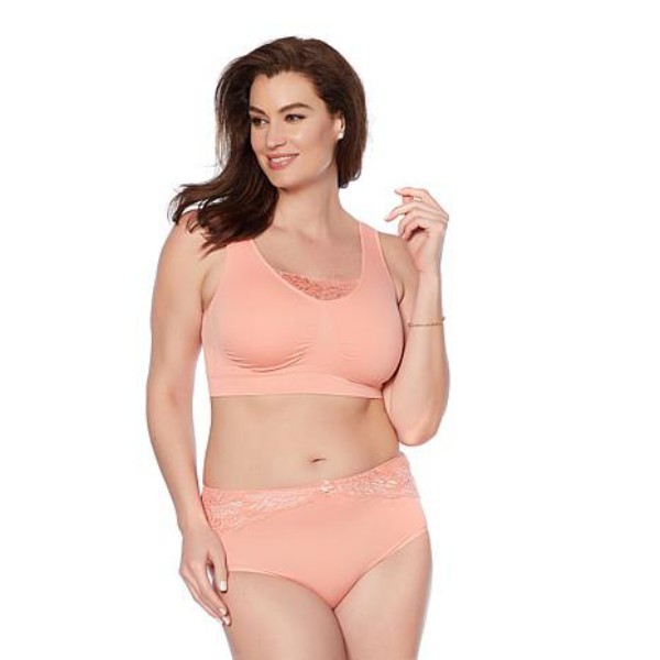 Rhonda Shear Bra Nude XL Lace Inset Ahh Bra Removable Pads New