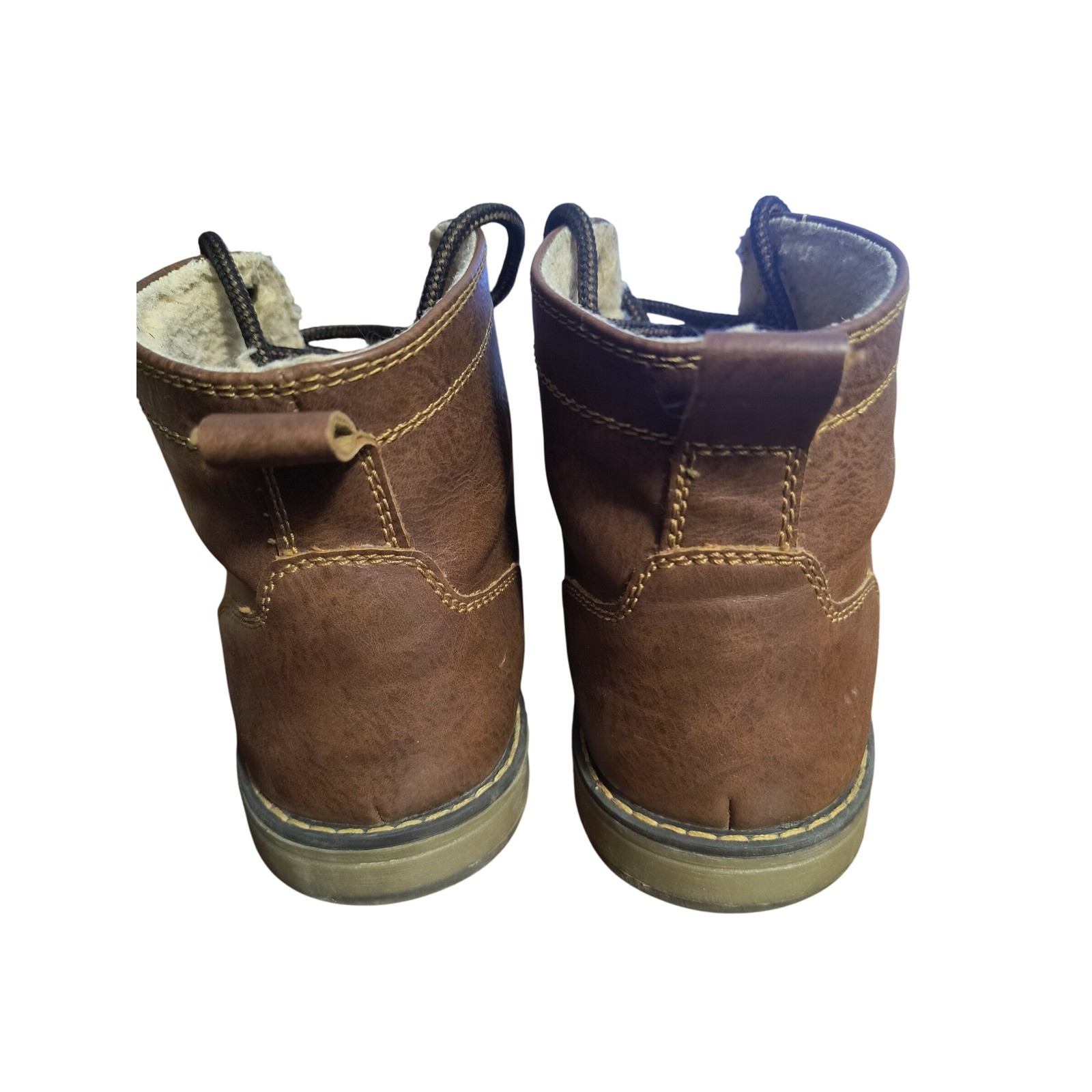 Eastland Mens Brown Leather Ankle Boots Lace Up Round Toe Warm Casual Shoes