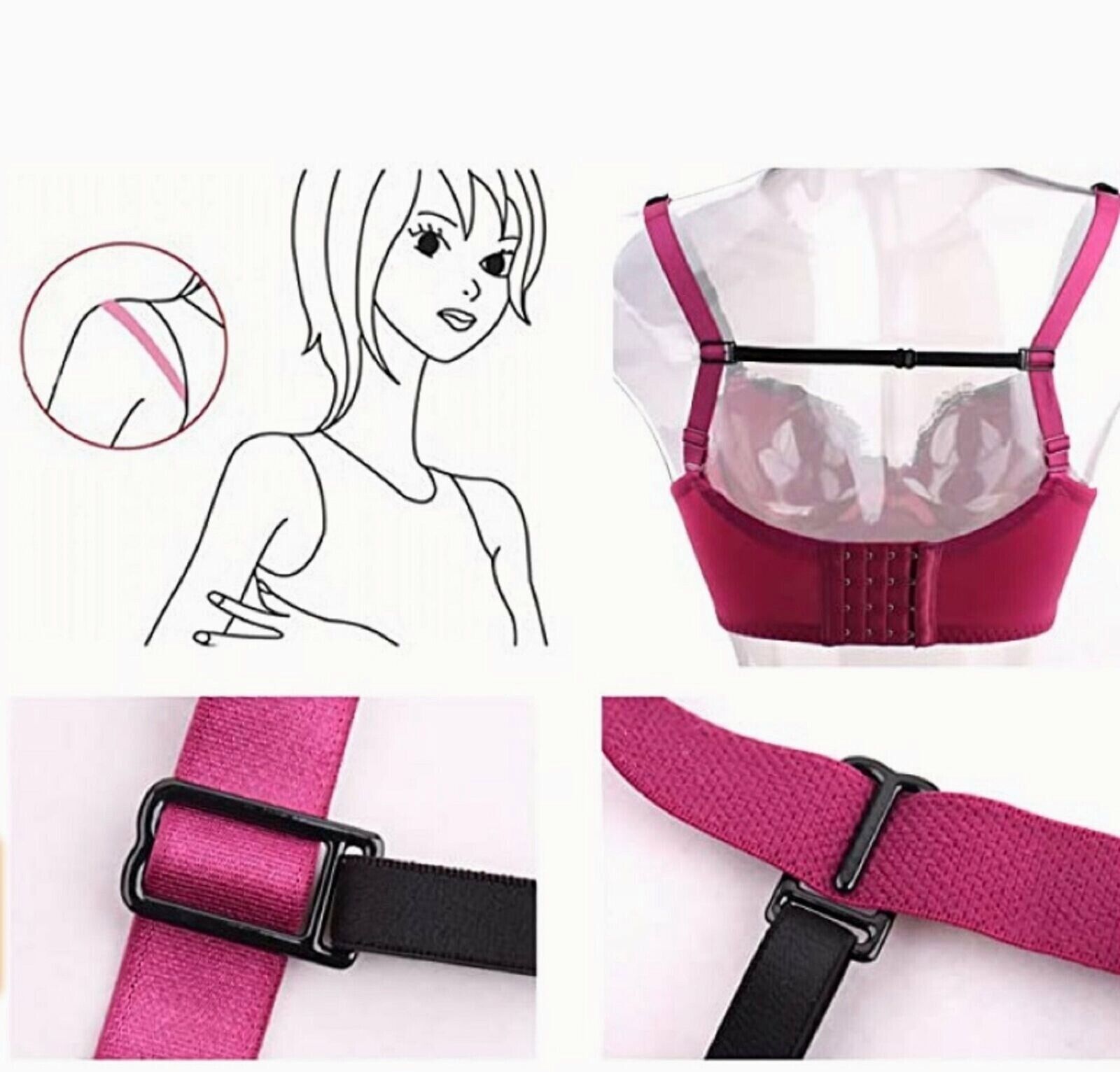 4-8pcs Bra Strap Clips Elastic Non-slip Strap Holder Women Bra Rope Adjustable