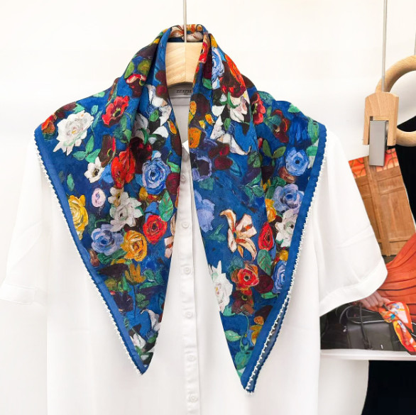 100% Mulberry Silk Scarf Shawl Square kerchief 26″ flower Print Bandana Wrap new